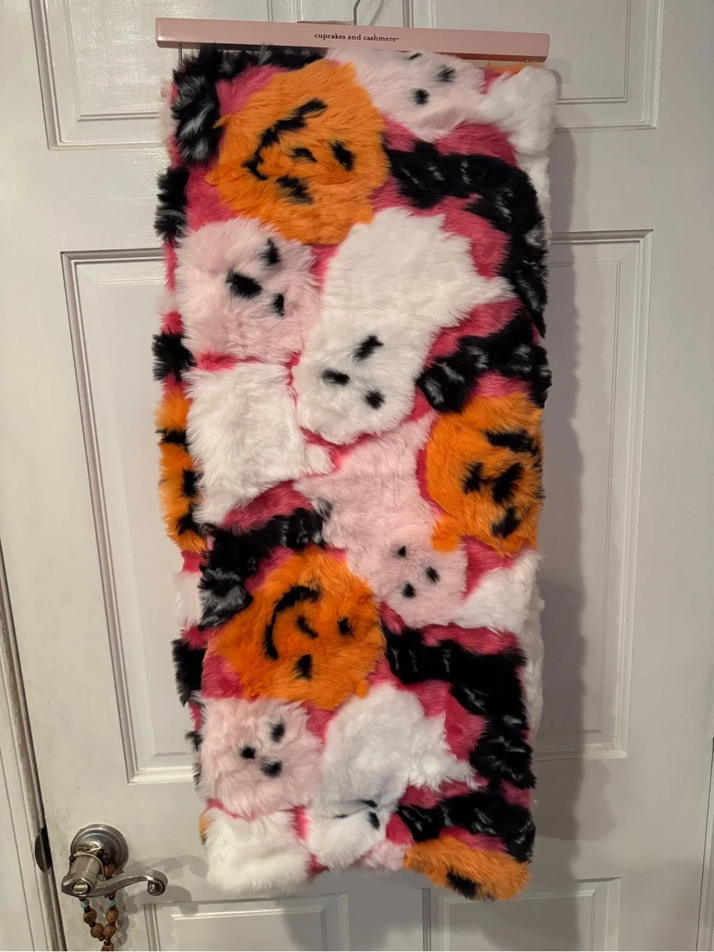 cupcakes & cashmere Pink, Orange, White & Black Faux Fur Throw